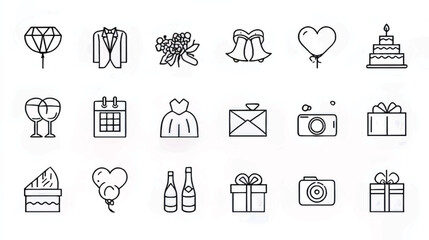 Elegant Wedding Icons & Graphic Design Elements: Vector Illustration Pack