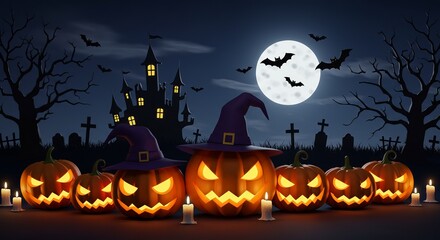 Halloween banner or background cartoon illustration