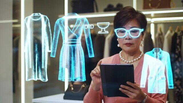 Virtual fashion try on app: augmented reality clothing shopping experience with ar glasses and tablet
