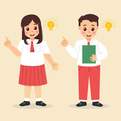 Obraz premium Cartoon Students with an Idea Illustration