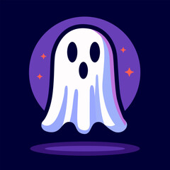 Spook ghost floating. Ghost character. Magic scary spirit. Halloween levitating phantom. Cute funny happy specter icon. Cute vector spook. Cartoon Halloween ghost character, scary spooky personage