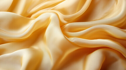 Fototapeta premium Luxurious yellow silk fabric background with elegant folds and smooth texture