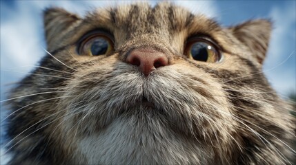 Curious cat exploration outdoor setting close-up photography bright environment playful concept