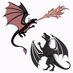 set of dragon vector illustration