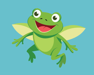 green frog with a smile