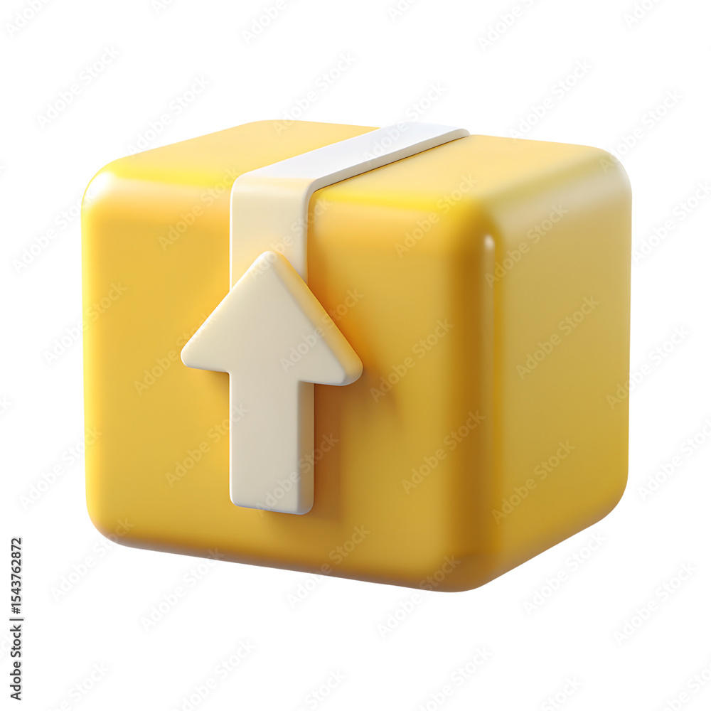 Poster golden 3d house upload icon with web button symbol on a transparent background