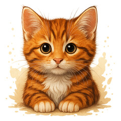 Cute Cat Clipart: Ginger Tabby &ndash; Adorable Kitten Illustration for Kids, Nursery & Pet Projects