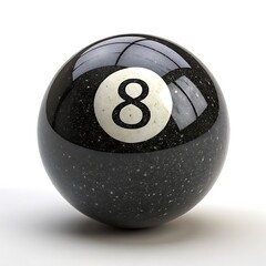 Black eight ball billiards pool ball isolated on white background