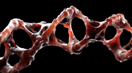 A highly detailed 3D rendering of a DNA strand, showcasing its unique structure and intricate design, highlighting the complexities of life and genetic information.