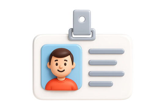 Modern 3D Identification Card with Smiling Avatar and Clip Design
