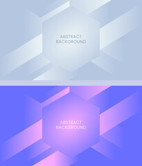 Geometric Abstract Background Set with Blue and Purple Gradient Variants. Hexagonal Presentation Background Vector Design.