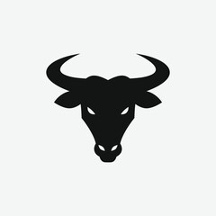 Stylized red bull head vector with bold geometric design. Frontal view, minimalistic style, vibrant red tones on white background. Perfect for logos, posters, and graphic projects.