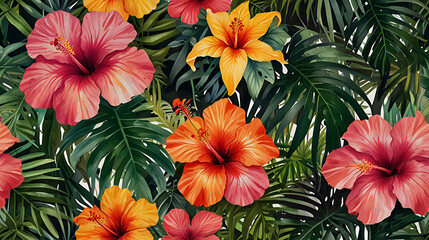 Watercolor Peach and Orange Floral Bouquet with Dark Leaves - Abstract Design