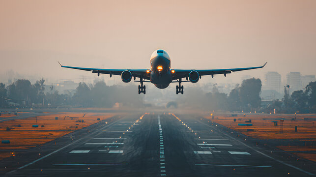 Fototapeta 2024 begins plane takeoff travel in the new year vacations plane taking off purposes of 2024 begin destinations 2024 Airplane Planes Take Off Passenger Plane Fly Landing Strip Airport 