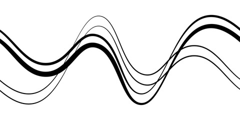 Minimal abstract background with thin black wave lines flowing smoothly across a white backdrop, elegant curves, high contrast, clean and modern design, vector style, no texture, no gradient.
