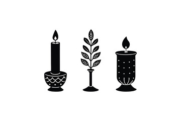 candles-in-decorative-holders-with-floral-and-holi.eps