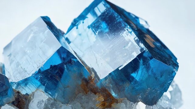 A cluster of blue crystals sits atop a pile of ice, evoking feelings of serenity and tranquility
