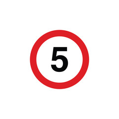 Speed 5mph/kmh road sign. Reflective traffic sign symbol modern, simple, vector, icon for website design, mobile app, ui. Vector Illustration
