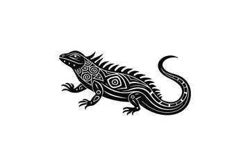intricate-black-and-white-iguana-design--ornate-re.eps