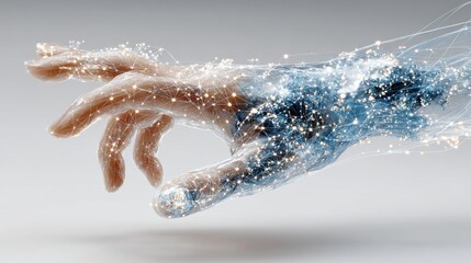 Hand with digital network connection