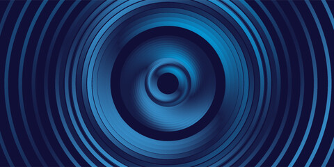 Abstract blue glowing geometric lines on dark blue background. Modern shiny blue circle lines pattern. Futuristic technology concept. modern
