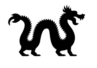 Fototapeta premium dragon on black background, Slithering Snake Silhouette for Desert Decor and Reptile Crafts