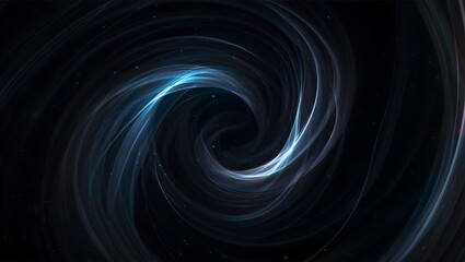 Abstract swirling blue light trails in dark space, cosmic vortex illustration