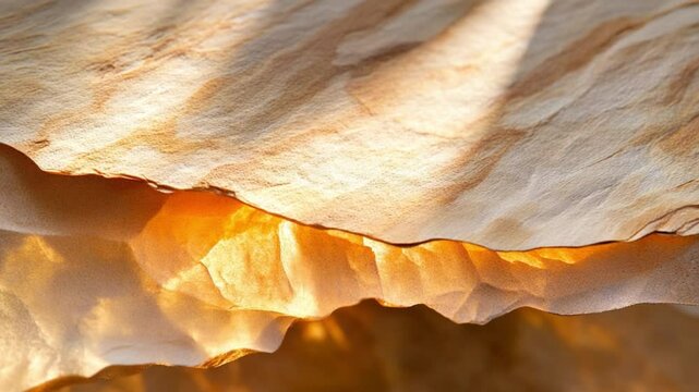 Illuminating Limestone Formation: Abstract shot of a geological wonder, showcasing textured layers bathed in golden light, evoking a sense of depth and the passage of time.