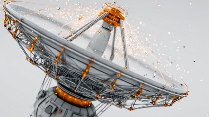 Satellite dish with glowing particles