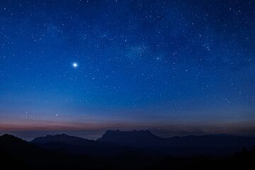 Northern Thailand is mostly mountainous. At night, we can clearly see the Milky Way and Doi Luang Chiang Dao