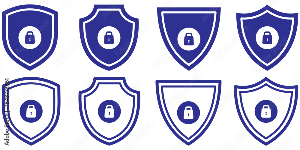Poster shield with lock symbol. secure padlock shield icon sets, shield security padlock icon, digital prot