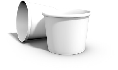 Two white plastic cups stacked together, often used for drinks or food servings. © zvonimir