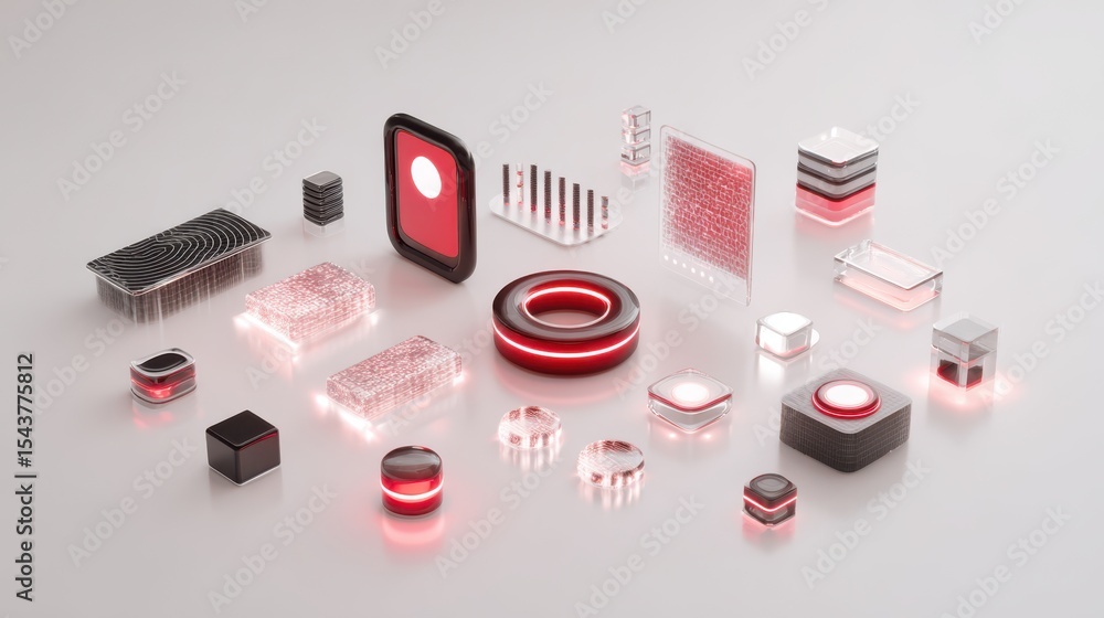 Poster rendering of futuristic tech components