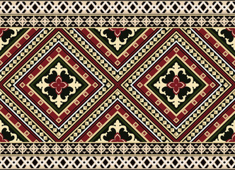 Geometric Diamond Motif in Red and Gold