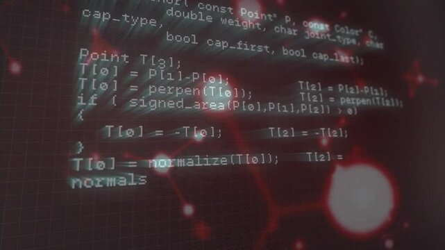 At load code scrolling upward showing C++ intersect logic for network graph visualization
