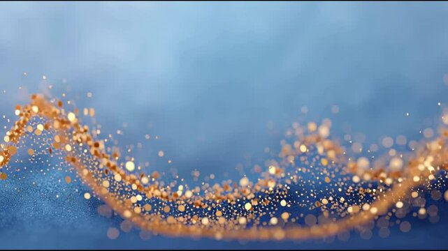 Blue bokeh dof background with golden glitters