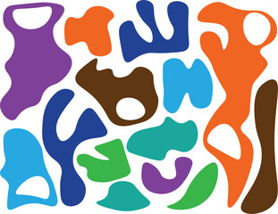 Trendy Abstract Forms and Organic Blobs on Black Canvas – Unique Modern Art-Inspired Vector Illustrations for Creative Projects