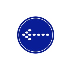 White arrow isolated in blue colour on white background 