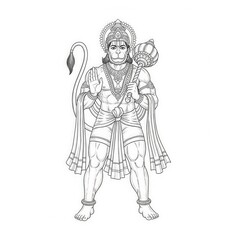 Hanuman Ji Pencil Sketch Drawing – Powerful Devotional Art on White Background