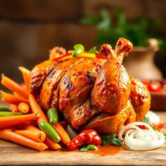 Naklejka premium roasted turkey with vegetables