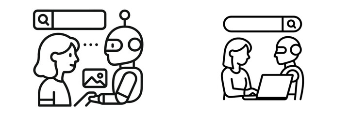 Humans interacting with robots in a digital assistance scenario focused on search functions and information retrieval