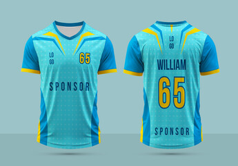 Editable Sport Jersey Design Template Front and Back View