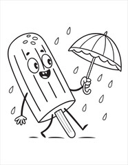 Cute Ice Cream Coloring Pages for Kids – Fun Summer Dessert Line Art, Kawaii Popsicle and Sundae Illustrations