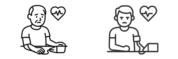 People experiencing anxiety while checking blood pressure in a medical setting during a health check-up