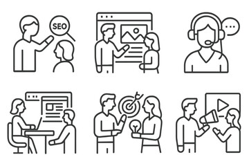 Discussing digital marketing strategies and communication tactics in a modern office environment