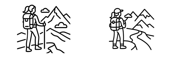 Hiker exploring scenic mountains with beautiful views on a sunny day