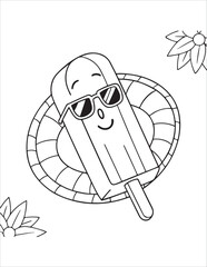 Cute Ice Cream Coloring Pages for Kids – Fun Summer Dessert Line Art, Kawaii Popsicle and Sundae Illustrations