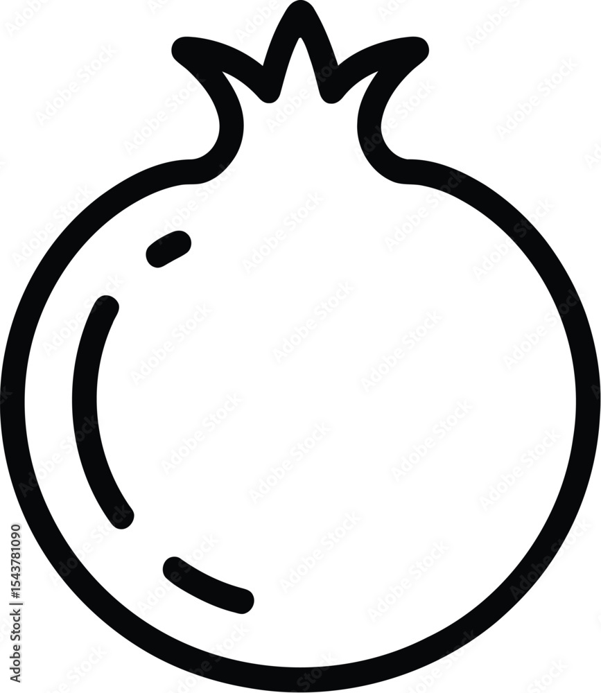 Poster a simple line drawing of a pomegranate on a plain white background view