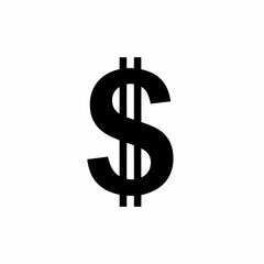 This high-quality vector graphic features a solid black minimalist dollar sign icon with a stylized 'S' and two vertical lines, emphasizing clarity and fine details.