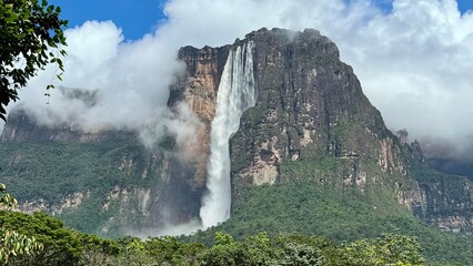 Angel Falls and Auyán Tepui Mountain in Venezuela